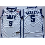 Duke Blue Devils #5 RJ Barrett White Nike College Basketball Jersey