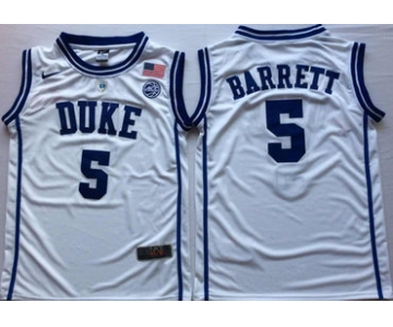 Duke Blue Devils #5 RJ Barrett White Nike College Basketball Jersey