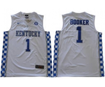 Kentucky Wildcats #1 Devin Booker White Basketball Elite Stitched NCAA Jersey
