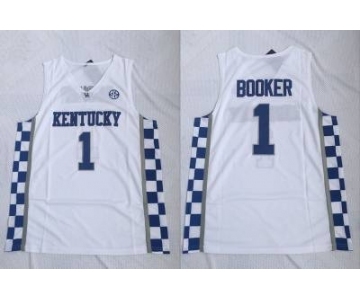 Kentucky Wildcats #1 Devin Booker White College Basketball Jersey