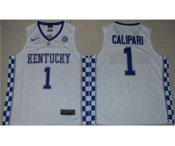 Kentucky Wildcats #1 John Calipari White Basketball Elite Stitched NCAA Jersey