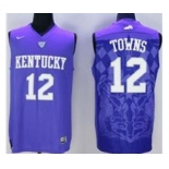 Kentucky Wildcats #12 Karl-Anthony Towns Blue Basketball Stitched NCAA Jersey