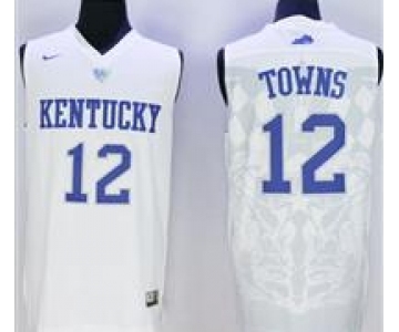 Kentucky Wildcats #12 Karl-Anthony Towns White Basketball Stitched NCAA Jersey
