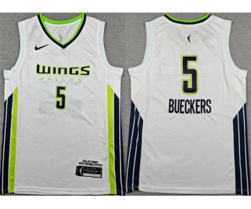 Men's Dallas Wings #5 Paige Bueckers White Stitched Basketball Jersey