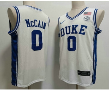 Men's Duke Blue Devils #0 Jared McCAIN White College Basketball Jersey