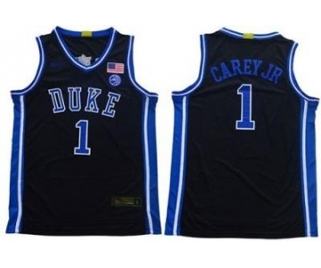 Men's Duke Blue Devils #1 Vernon Carey Jr. Black Basketball 2019 Stitched College Jersey