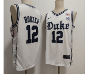 Men's Duke Blue Devils #12 Cameron Boozer White Stitched Basketball Jersey