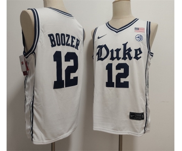 Men's Duke Blue Devils #12 Cameron Boozer White Stitched Basketball Jersey