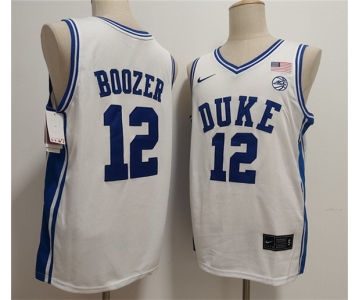 Men's Duke Blue Devils #12 Cameron Boozer White Stitched Basketball Jerseys