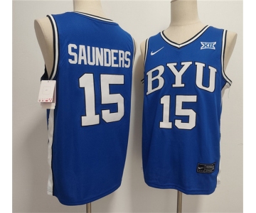 Men's Duke Blue Devils #15 Richie Saunders Blue Stitched Basketball Jersey