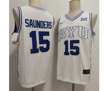 Men's Duke Blue Devils #15 Richie Saunders White Stitched Basketball Jersey