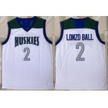 Men's Huskies High School #2 Lonzo Ball White Retro Swingman Stitched Basketball Jersey