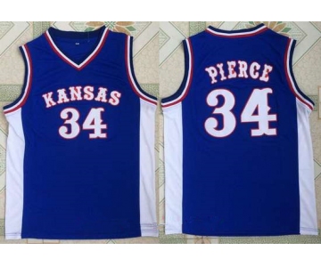 Men's Kansas Jayhawks #34 Paul Pierce Royal Blue College Basketball Retro Swingman Stitched NCAA Jersey