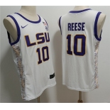 Men's LSU Tigers #10 Angel Reese White Stitched Jersey