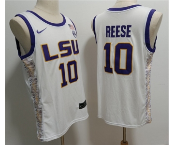 Men's LSU Tigers #10 Angel Reese White Stitched Jersey