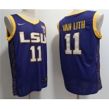 Men's LSU Tigers #11 Hailey Van Lith Purple Stitched Jersey