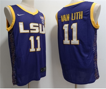 Men's LSU Tigers #11 Hailey Van Lith Purple Stitched Jersey