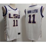 Men's LSU Tigers #11 Hailey Van Lith White Stitched Jersey