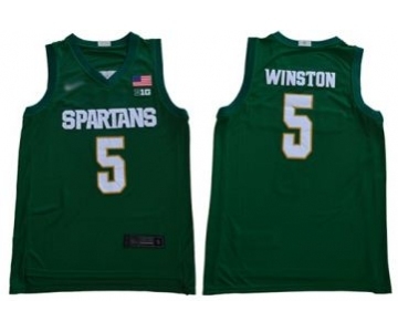Men's Michigan State Spartans #5 Cassius Winston Green 2019 Stitched College Basketball Jersey