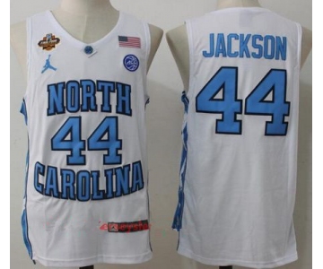 Men's North Carolina Tar Heels #44 Justin Jackson White Final Four Patch College Basketball 2017 Brand Jordan Swingman Stitched NCAA Jersey