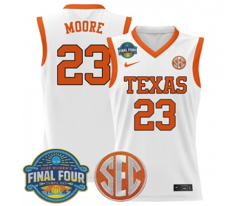 Men's Texas Longhorns #35 Aaliyah Moore White 2025 Sec Women’s Final Four Patch Stitched Basketball Jersey