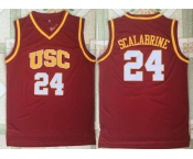 Men's USC Trojans #24 Brian Scalabrine Red College Basketball Retro Swingman Stitched NCAA Jersey