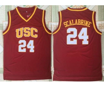 Men's USC Trojans #24 Brian Scalabrine Red College Basketball Retro Swingman Stitched NCAA Jersey