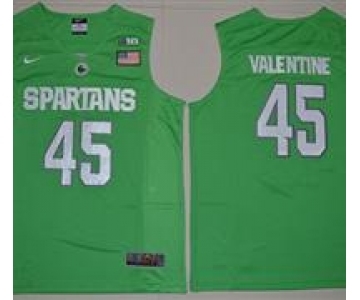 Michigan State Spartans #45 Denzel Valentine Apple Green Basketball Stitched NCAA Jersey