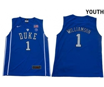 Youth Duke Blue Devils #1 Zion Williamson Blue Elite Stitched College Basketball Jersey