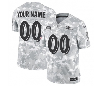Men's Baltimore Ravens Active Player Custom 2024 F.U.S.E Arctic Camo Salute To Service Limited Stitched Football Jersey