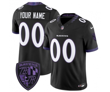 Men's Baltimore Ravens Active Player Custom Black 2026 F.U.S.E. Alternate Vapor Limited Football Stitched Jersey