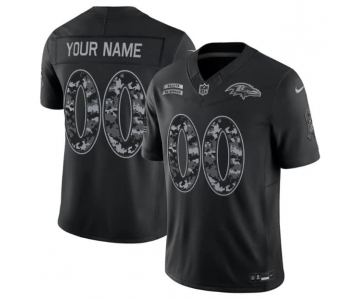 Men's Baltimore Ravens Active Player Custom Black F.U.S.E. 2026 Salute to Service Limited Football Stitched Jersey