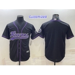 Men's Baltimore Ravens Customized Black With Patch Cool Base Stitched Baseball Jersey