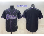 Men's Baltimore Ravens Customized Black With Patch Cool Base Stitched Baseball Jersey
