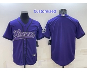 Men's Baltimore Ravens Customized Purple With Patch Cool Base Stitched Baseball Jersey