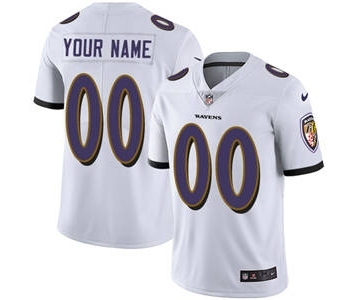 Men's Baltimore Ravens Customized White Vapor Untouchable Custom Limited Football Jersey