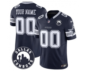 Men's Dallas Cowboys Active Player Custom Navy 2025 F.U.S.E Dallas City Patch Vapor Untouchable Limited Football Stitched Game Jersey