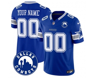 Men's Dallas Cowboys Active Player Custom Royal 2025 F.U.S.E Dallas City Patch Vapor Untouchable Limited Football Stitched Game Jersey