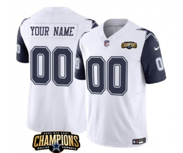 Men's Dallas Cowboys Active Player Custom White Navy 2023 F.U.S.E. NFC East Champions Patch Football Stitched Jersey