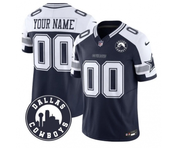 Men's Dallas Cowboys Active Player Custom White Navy Alternate 2025 F.U.S.E Dallas City Patch Vapor Untouchable Limited Football Stitched Game Jersey