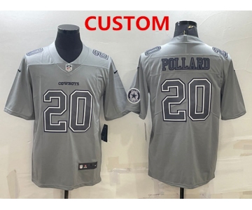Men's Dallas Cowboys Custom With Patch Gray Atmosphere Fashion Stitched Jersey