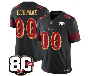 Men's San Francisco 49ers Active Player Custom Black 80th Anniversary Patch “Rivalries” 2026 F.U.S.E. Vapor Untouchable Limited Football Stitched Jersey