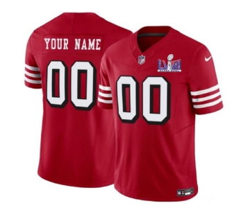 Men's San Francisco 49ers Active Player Custom New Red 2024 F.U.S.E. Super Bowl LVIII Patch Vapor Untouchable Limited Football Stitched Jersey