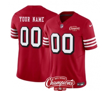 Men's San Francisco 49ers Active Player Custom Red 2023 F.U.S.E. NFC West Champions Patch Alternate Football Stitched Jersey