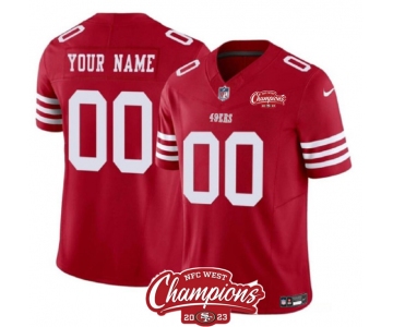 Men's San Francisco 49ers Active Player Custom Red 2023 F.U.S.E. NFC West Champions Patch Football Stitched Jersey