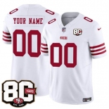 Men's San Francisco 49ers Active Player Custom White 80th Anniversary Patch 2026 F.U.S.E. Vapor Untouchable Limited Football Stitched Jersey
