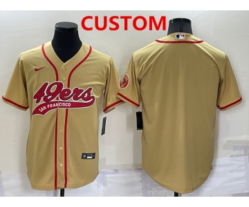 Men's San Francisco 49ers Custom Gold Stitched MLB Cool Base Nike Baseball Jersey
