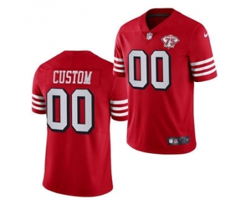 Men's San Francisco 49ers Customized Red 75th Anniversary Throwback Vapor Limited Football Stitched Jersey