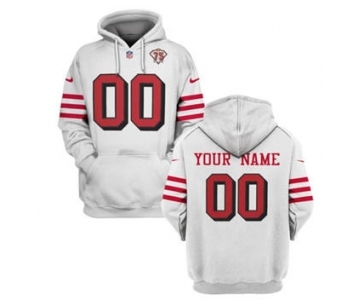 Men's San Francisco 49ers Active Custom 2021 White 75th Anniversary Pullover Football Hoodie