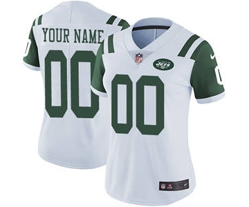 Women's New York Jets Customized White Road Jersey